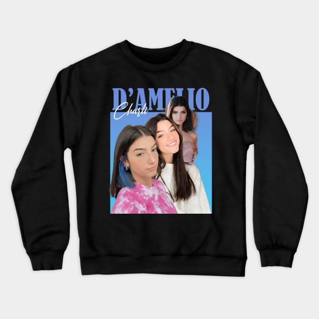 Charli D'Amelio Vintage 90s Design Crewneck Sweatshirt by T-shirt Therapy